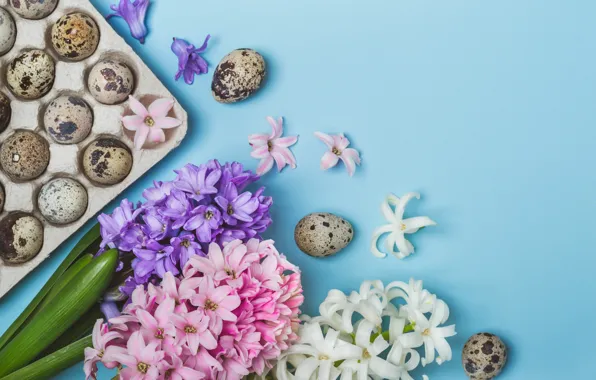 Цветы, яйца, весна, Пасха, happy, flowers, spring, Easter