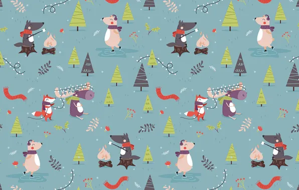 New year, holidays, animals, art, pattern, textures, funny, bears