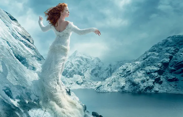 Картинка пейзаж, горы, платье, Vogue, Amy Adams, сентябрь 2014