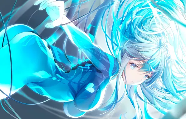 Girl, sexy, ass, long hair, boobs, anime, blue eyes, beautiful