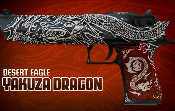 Белый, символ, desert eagle, раскрас, workshop, cs go, presentation, yakuza dragon