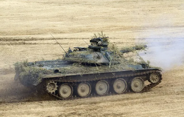 Картинка поле, танк, боевой, японский, Тип 74