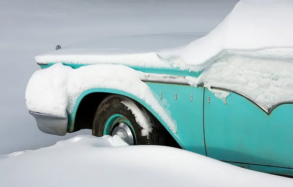 Картинка зима, машина, снег, Ford