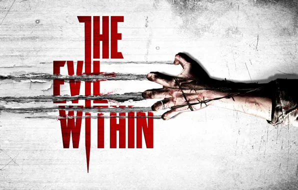 Blood, logo, wire, arm, Evil Within