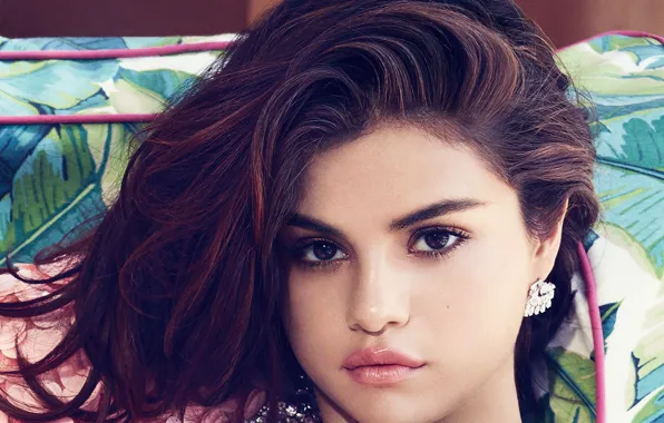 Картинка взгляд, девушка, лицо, красота, губы, Selena Gomez