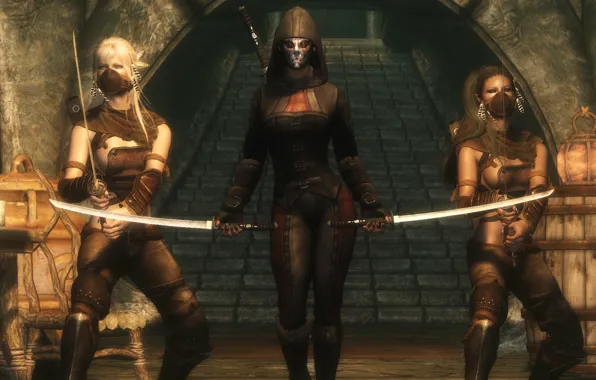 Картинка девушка, меч, скайрим, Skyrim, The Elder Scrolls V, мод
