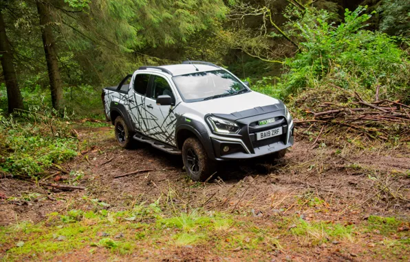 Лес, растительность, грязь, пикап, Isuzu, D-Max, 2019, UK version