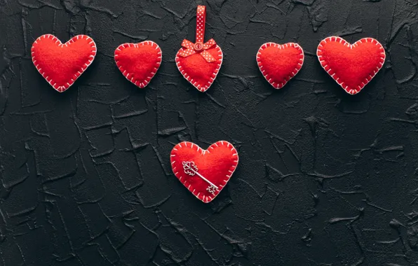 Любовь, сердце, red, love, key, romantic, hearts, valentine's day