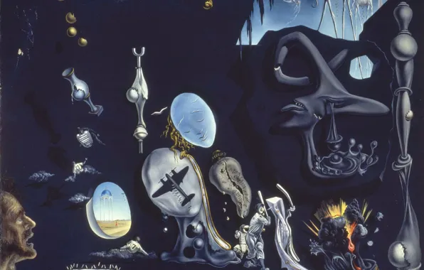 Картинка сюрреализм, картина, Сальвадор Дали, Salvador Dali, Атомная Меланхолия