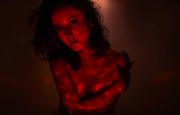 Girl, Light, Red, Model, Body, Neon, Best, Hair