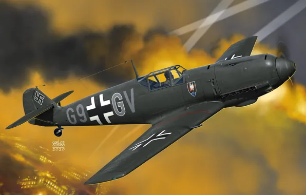 Германия, Messerschmitt, Лучи прожекторов, Bf. 109E