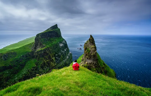 Картинка океан, скалы, Дания, Faroe Islands, величие
