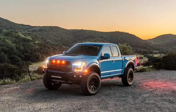 Закат, фары, Ford, Raptor, пикап, F-150, Hennessey, 2019