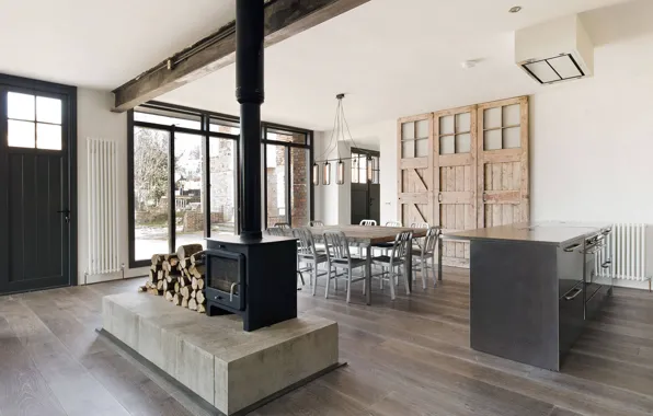 Дизайн, стиль, интерьер, камин, столовая, ранчо, Home in Conduit Hill, by Marta Nowicka & Co