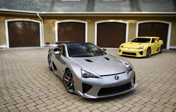 Lexus, Coupe, Yellow, Silver, Garage, LF-A, Duet, V10 Power