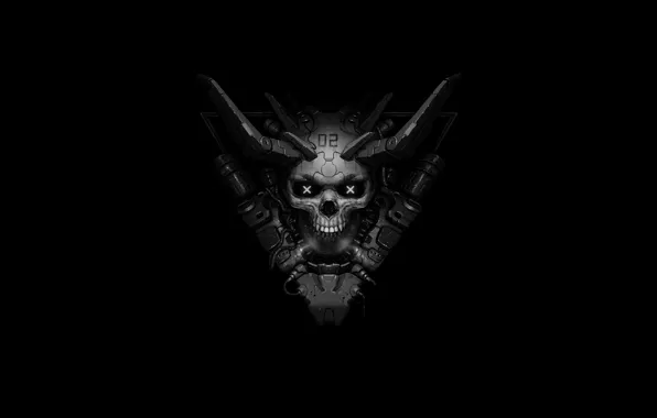 Минимализм, Череп, Dark, Фон, Mad, Skull, Madness, Illustration