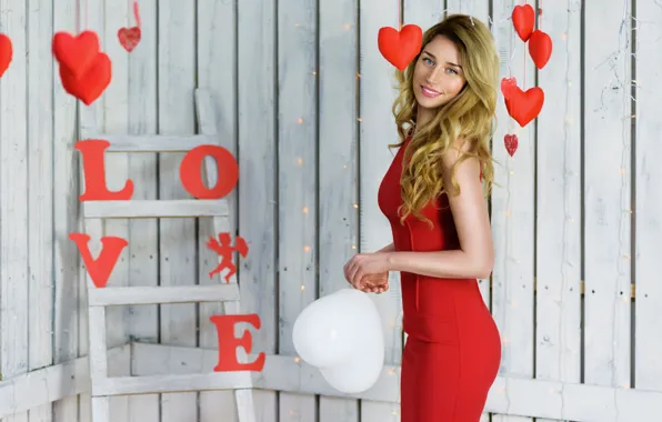 Картинка девушка, любовь, сердечки, love