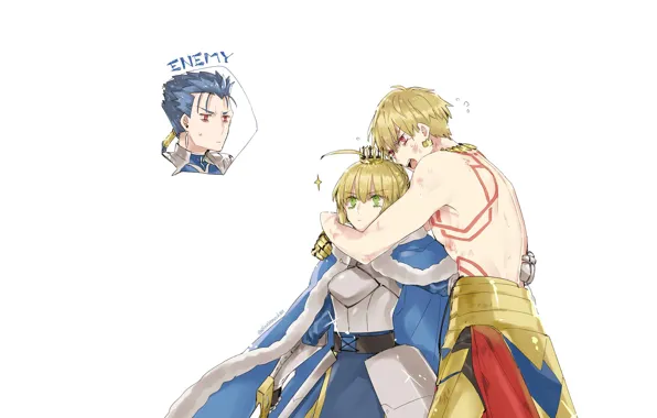 Двое, лансер, Гильгамеш, сейбер, Fate / Grand Order, Судьба великая кампания