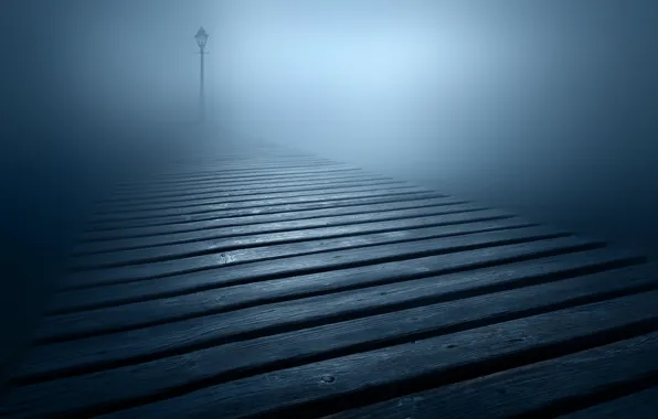 Картинка туман, фонарь, fog, lantern, настил, flooring, Luca Rebustini