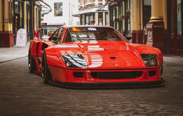 Красный, Авто, Машина, Red, Рендеринг, Спорткар, Sportcar, Ferrari F-40