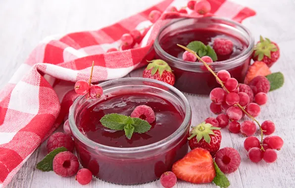 Картинка ягоды, джем, салфетка, berries, jam, napkin
