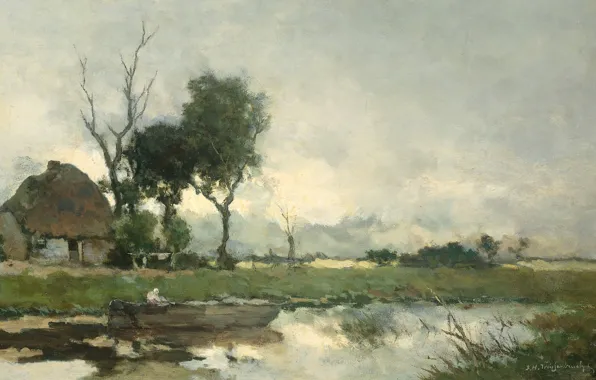 Картинка масло, картина, холст, осенний пейзаж, Иохан Хендрик Вейсенбрух