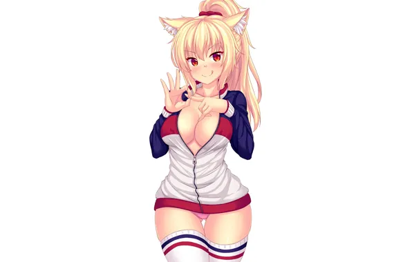 Girl, sexy, lingerie, pantsu, cleavage, panties, thighhighs, long hair
