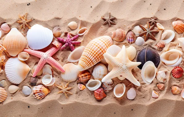 Песок, пляж, фон, ракушки, beach, texture, background, sand