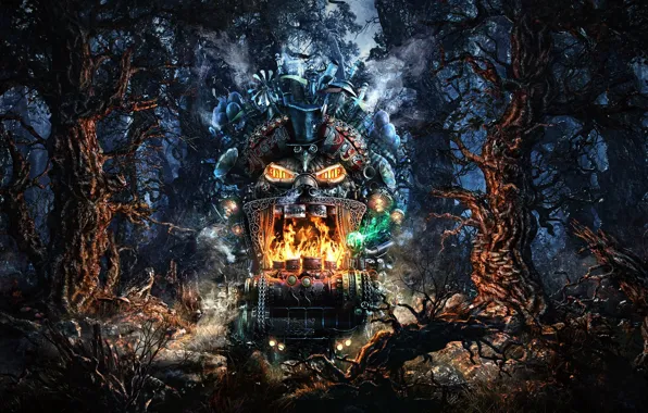 Машина, лес, деревья, мрак, DarkWoods