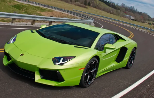 Green, Lamborghini, LP700-4, Aventador