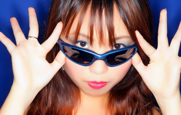 Взгляд, фон, очки, азиатка, girls, asian