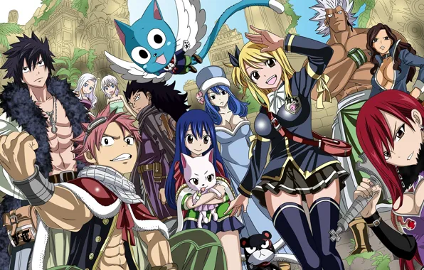 Girl, game, anime, fairy, Lucy, dragon, asian, manga