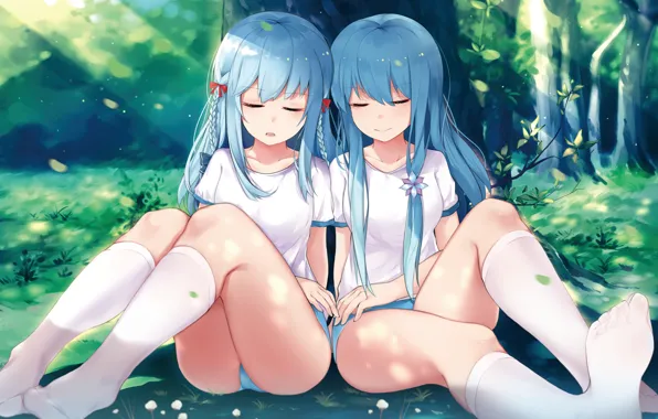 Девочки, аниме, спят, shirayuki, fubuki, zhanjian shaonu