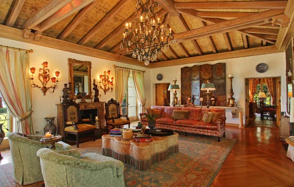 Design, living room, interior, fireplace, Moroccan style