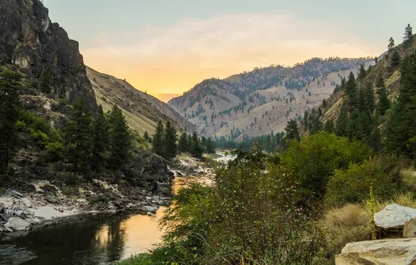 Картинка горы, природа, река, Salmon River Valley