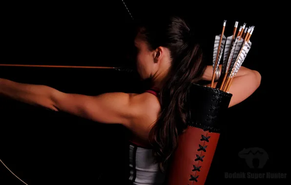 Woman, pose, shooting, archery, practice, hunting, bow and arrow