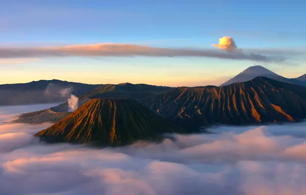 Картинка азия, утро, вулкан, индонезия, Bromo