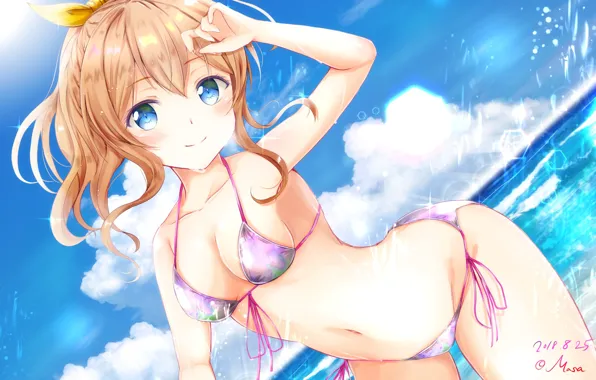 Море, Пляж, Девушка, Лето, Купальник, Bang Dream!