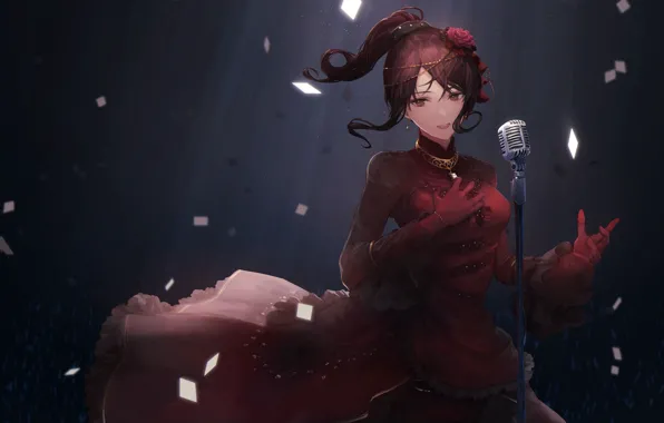 Девушка, микрофон, певица, IdolM@ster