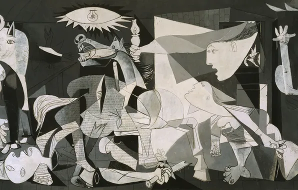 Картинка масло, живопись, холст, 1937, Pablo Picasso, Герника, Guernica, Пабло Пикассо