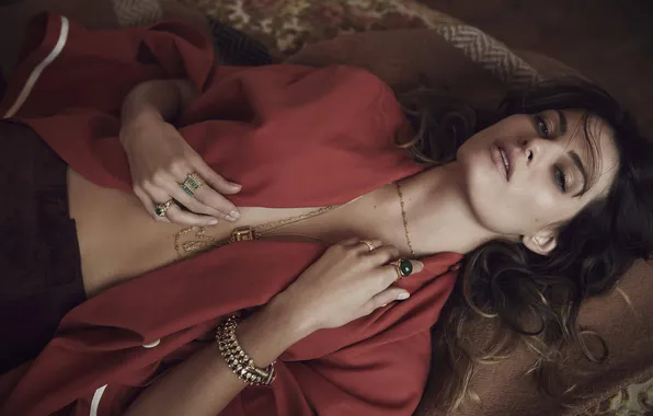 Девушка, поза, лежит, блузка, Isabeli Fontana, Изабели Фонтана