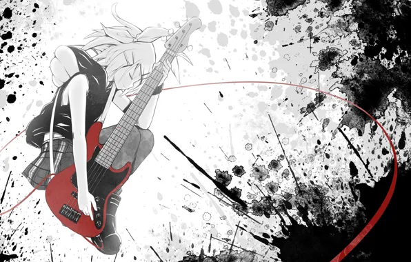 Девушка, гитара, аниме, vocaloid, kagamine rin