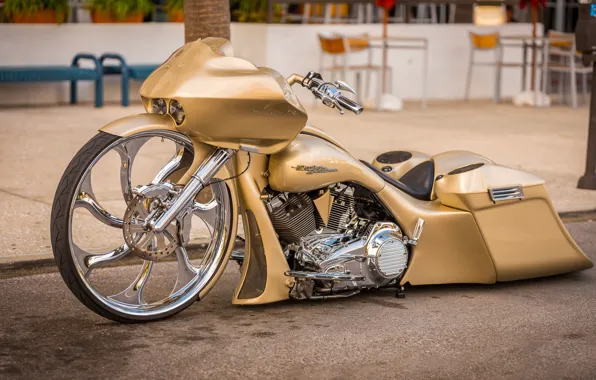 Картинка Harley Davidson, chopper, Gold