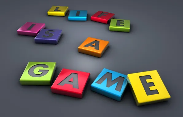 Жизнь, буквы, серый, игра, разноцветные, Life Is A Game