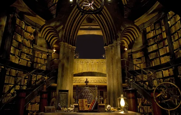 Hogwarts, library, castle inside