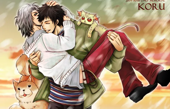 Животные, кот, Katekyo Hitman Reborn, Учитель мафиози Реборн, Гокудера Хаято, Ямамото Такеши