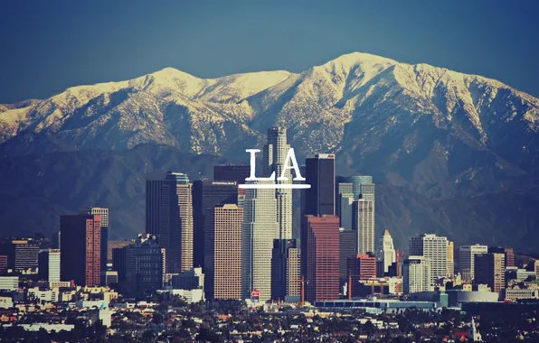 Картинка снег, горы, город, Los Angeles, mountains