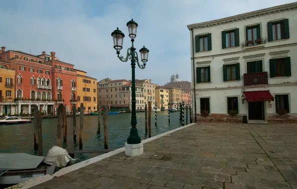 Картинка небо, дома, Италия, Венеция, канал, набережная