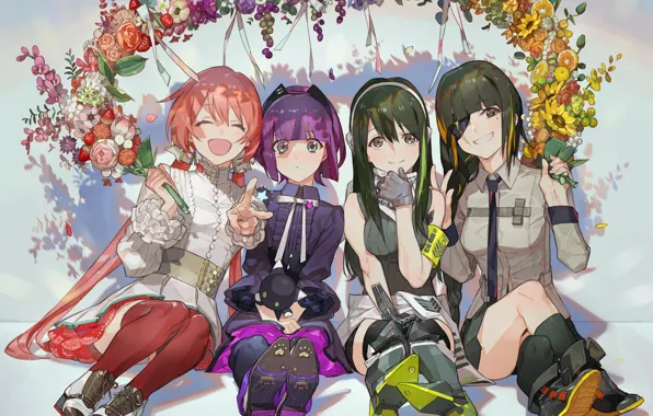 Цветы, девушки, Girls Frontline, Девушки фронта
