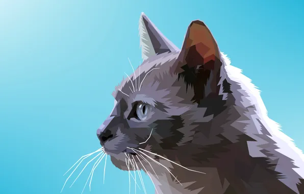 Кот, фон, векторная графика